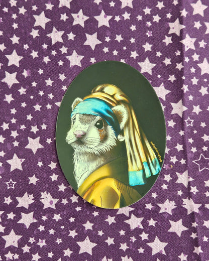 Ferret with a Pearl Earring - Sticker