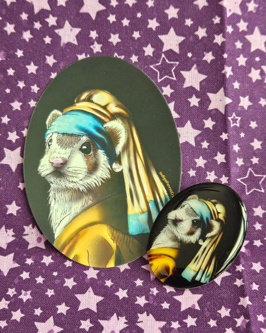 Ferret with a Pearl Earring - Sticker