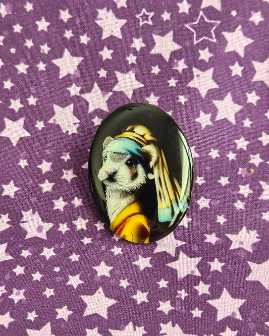 Ferret with Pearl Earring - Acrylic Pin