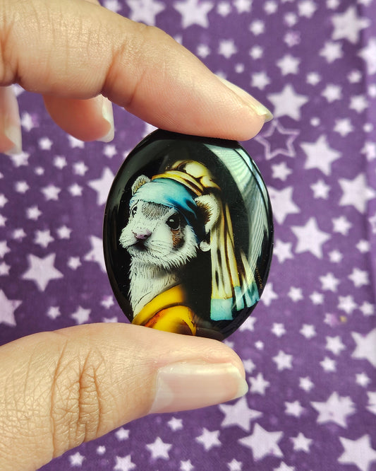 Ferret with Pearl Earring - Acrylic Pin